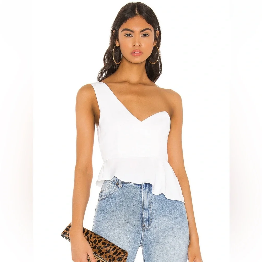 Superdown Karlie One Shoulder Top in White - Picture 1 of 8